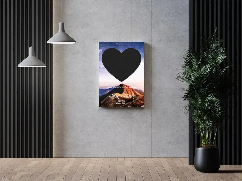 Personalizuotas žvaigždžių žemėlapis su fonu ir tekstu ant drobės Drobe - dovanokis.lt