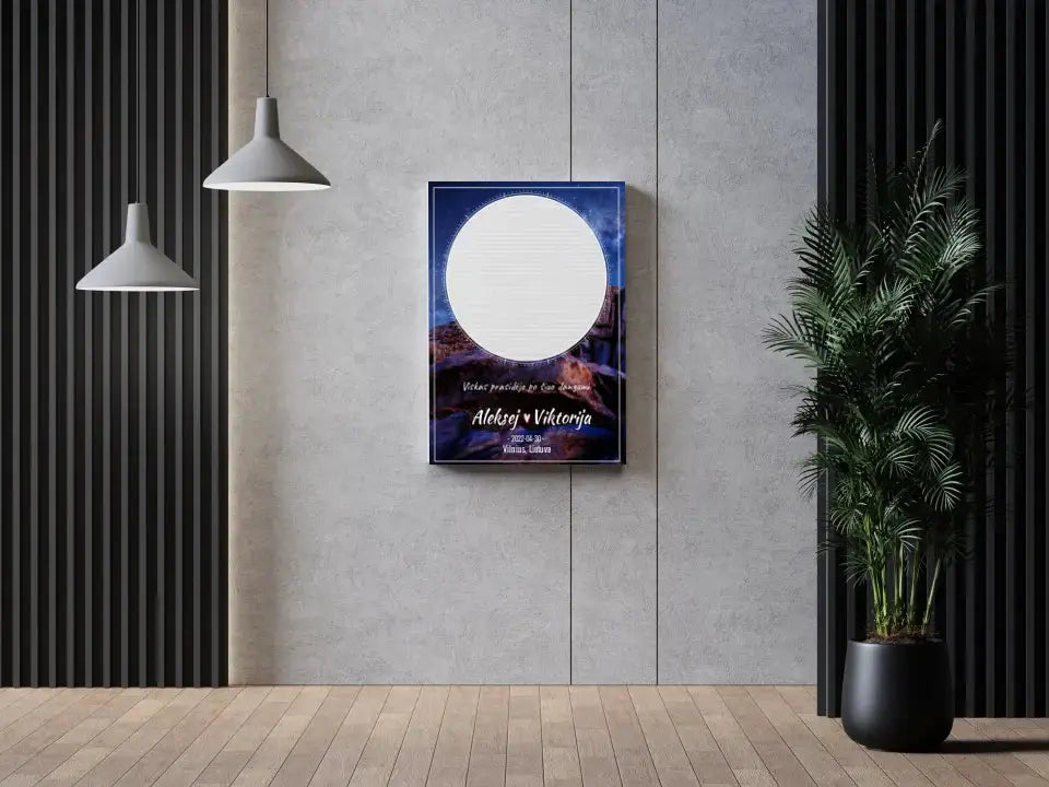 Personalizuotas žvaigždžių žemėlapis su fonu ant drobės Drobe - dovanokis.lt