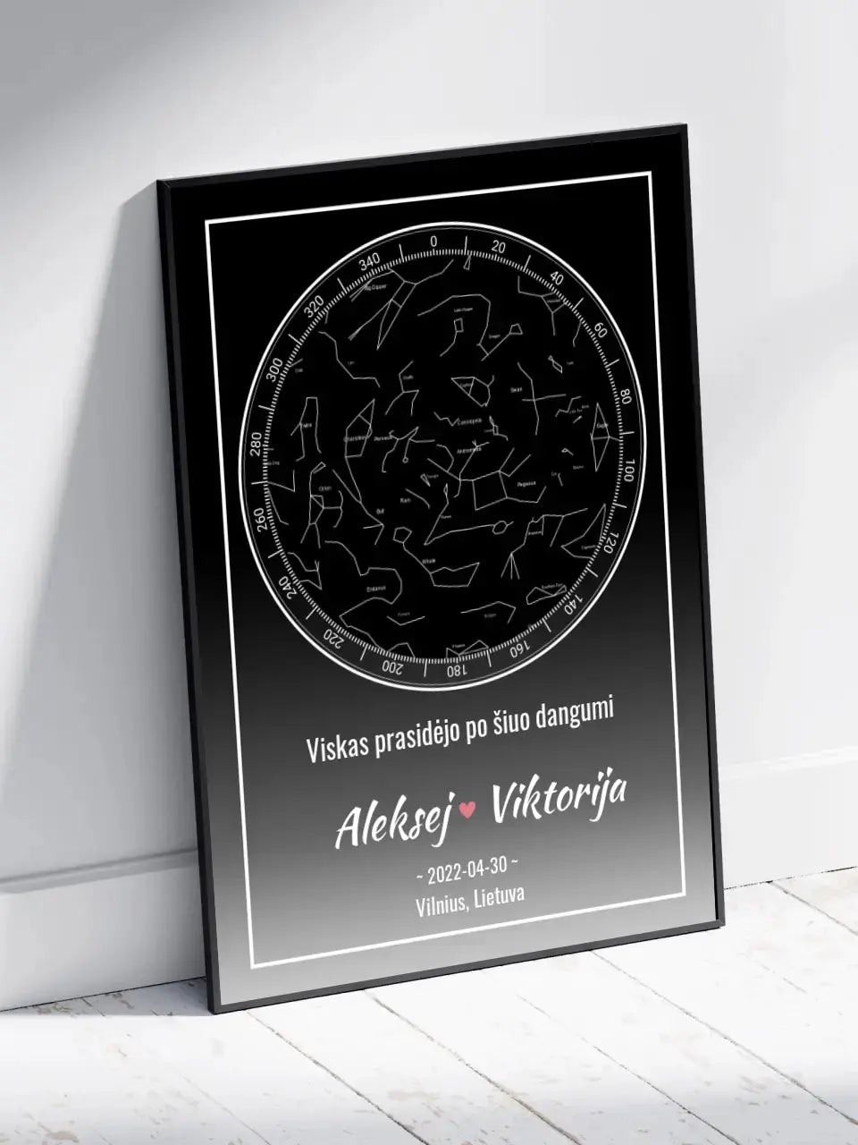 Personalizuotas žvaigždžių žemėlapis, plakatas su rėmeliu Posteris(Plakatas) - dovanokis.lt