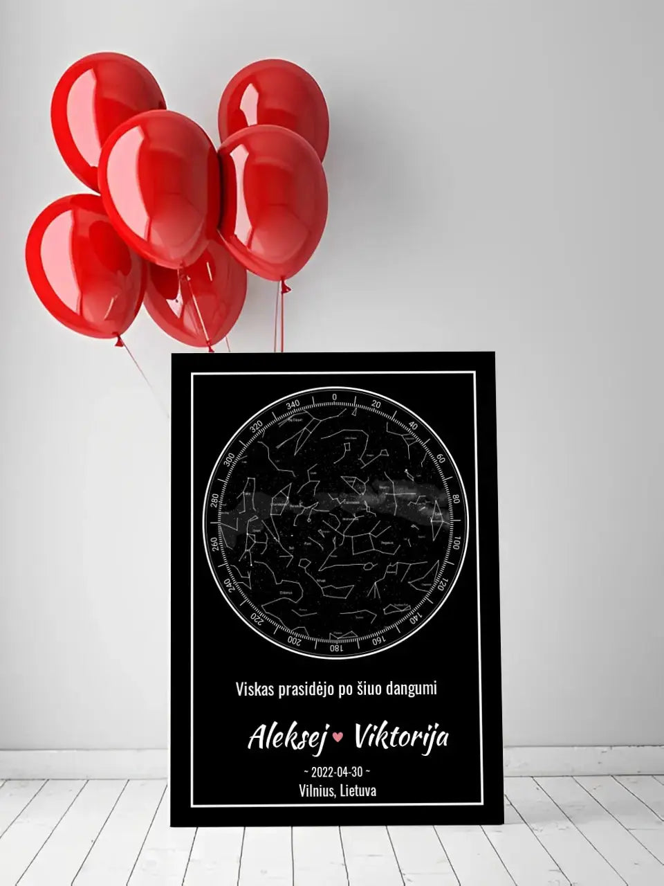 Personalizuotas žvaigždžių žemėlapis ant drobės Drobe - dovanokis.lt