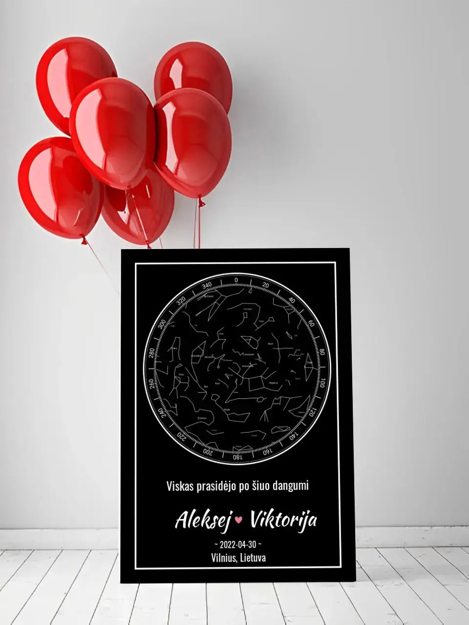 Personalizuotas žvaigždžių žemėlapis ant drobės Drobe - dovanokis.lt