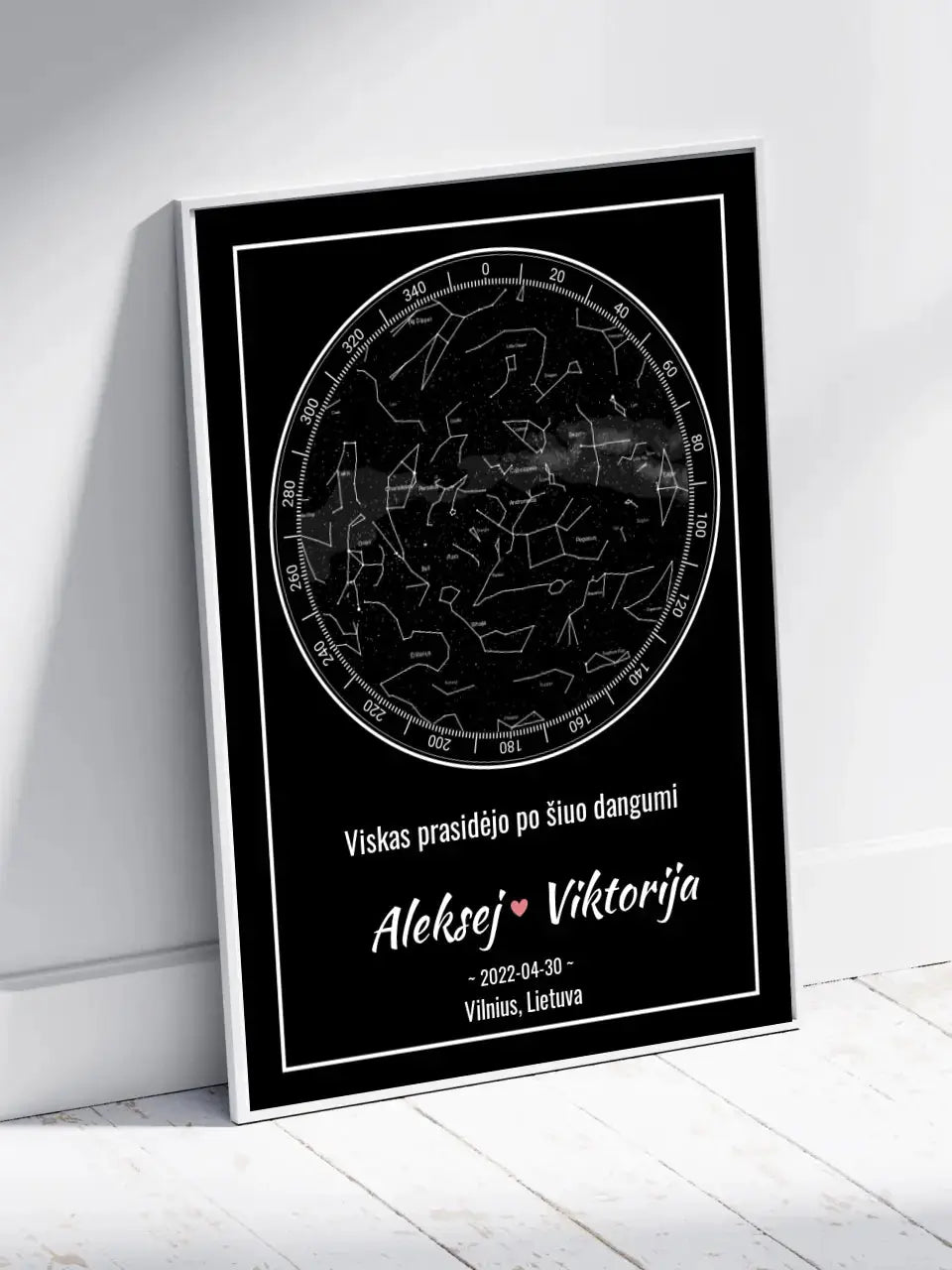 Personalizuotas žvaigždžių žemėlapis, plakatas su rėmeliu Posteris(Plakatas) - dovanokis.lt