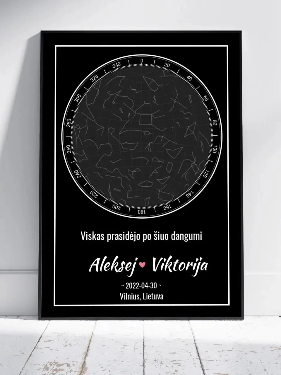 Personalizuotas žvaigždžių žemėlapis, plakatas su rėmeliu Posteris(Plakatas) - dovanokis.lt