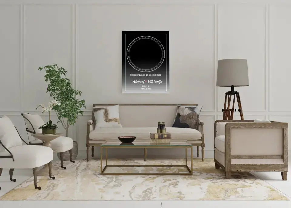 Personalizuotas žvaigždžių žemėlapis ant drobės Drobe - dovanokis.lt