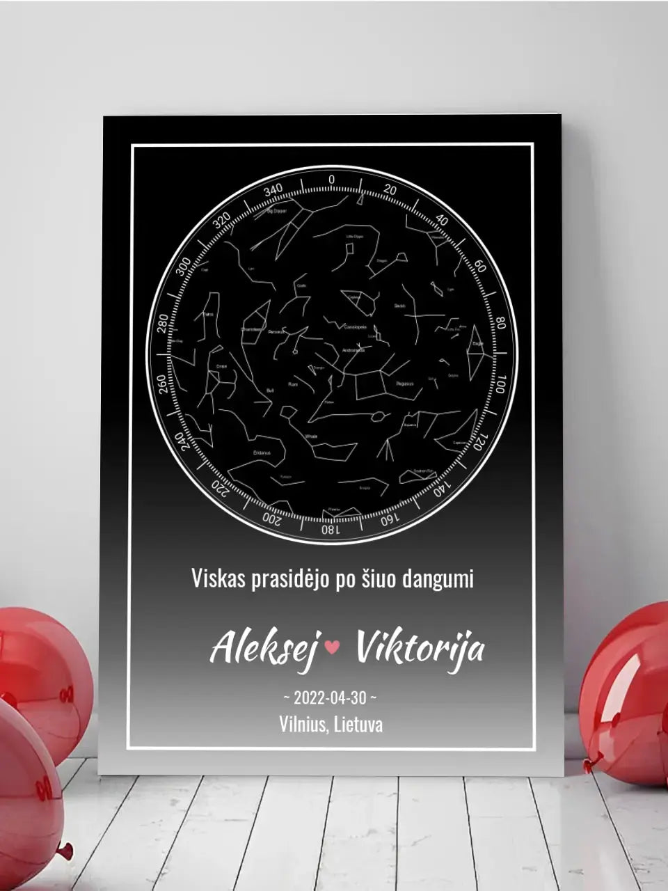 Personalizuotas žvaigždžių žemėlapis ant drobės Drobe - dovanokis.lt