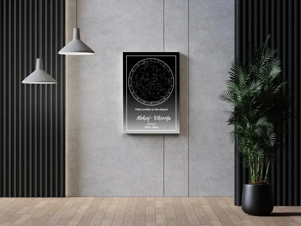 Personalizuotas žvaigždžių žemėlapis ant drobės Drobe - dovanokis.lt