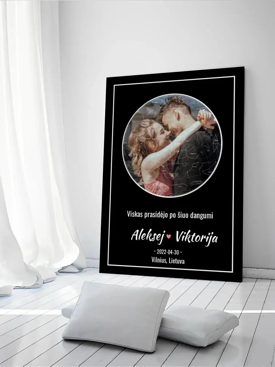 Personalizuotas žvaigždžių žemėlapis ant drobės Drobe - dovanokis.lt