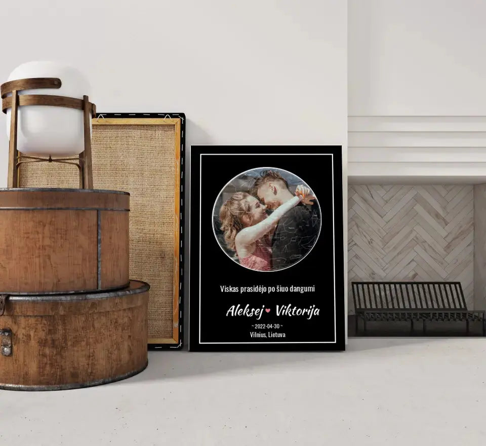 Personalizuotas žvaigždžių žemėlapis ant drobės Drobe - dovanokis.lt