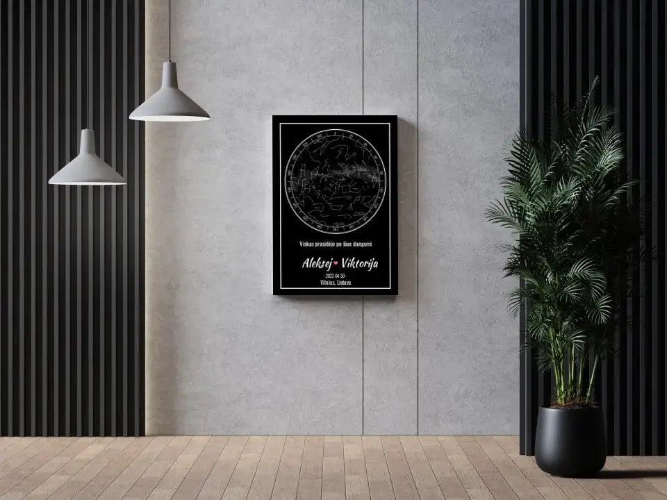 Personalizuotas žvaigždžių žemėlapis ant drobės Drobe - dovanokis.lt