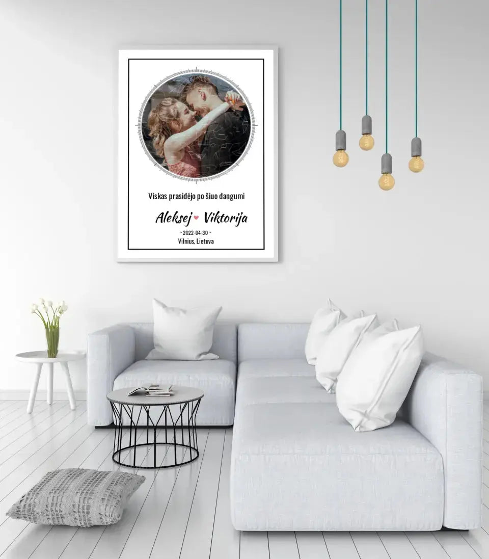 Personalizuotas žvaigždžių žemėlapis, plakatas su rėmeliu Posteris(Plakatas) - dovanokis.lt