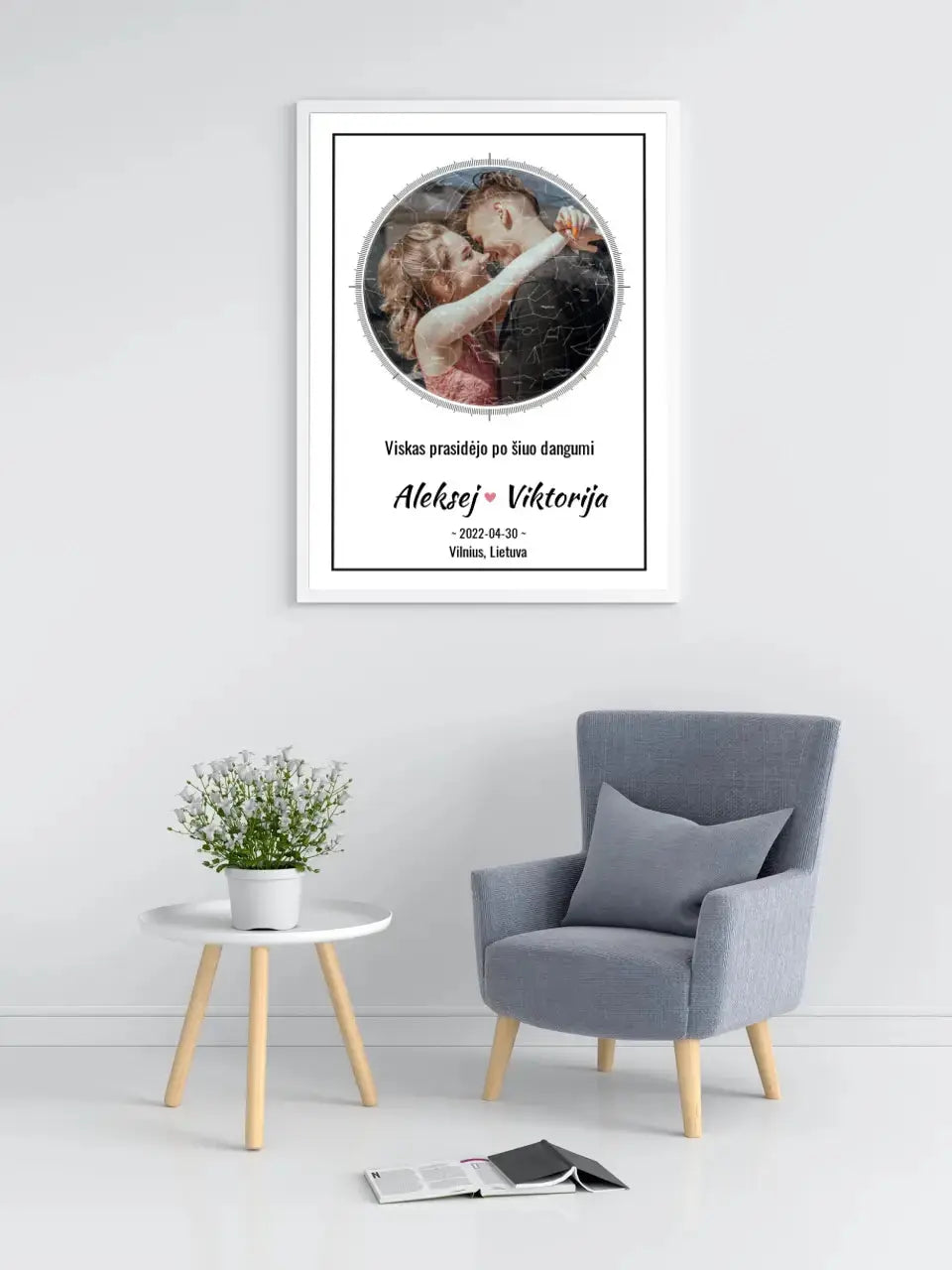 Personalizuotas žvaigždžių žemėlapis, plakatas su rėmeliu Posteris(Plakatas) - dovanokis.lt