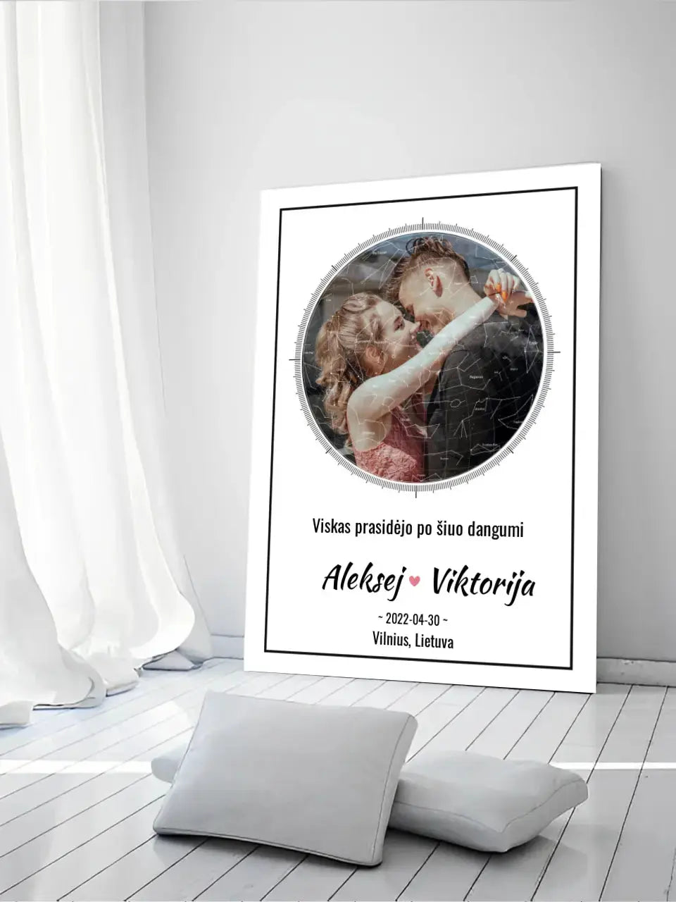 Personalizuotas žvaigždžių žemėlapis ant drobės Drobe - dovanokis.lt