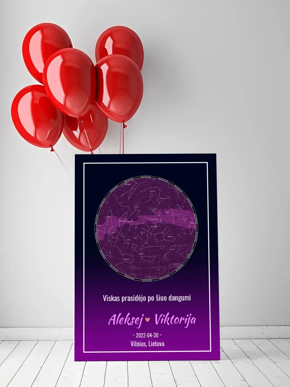 Personalizuotas žvaigždžių žemėlapis ant drobės Drobe - dovanokis.lt