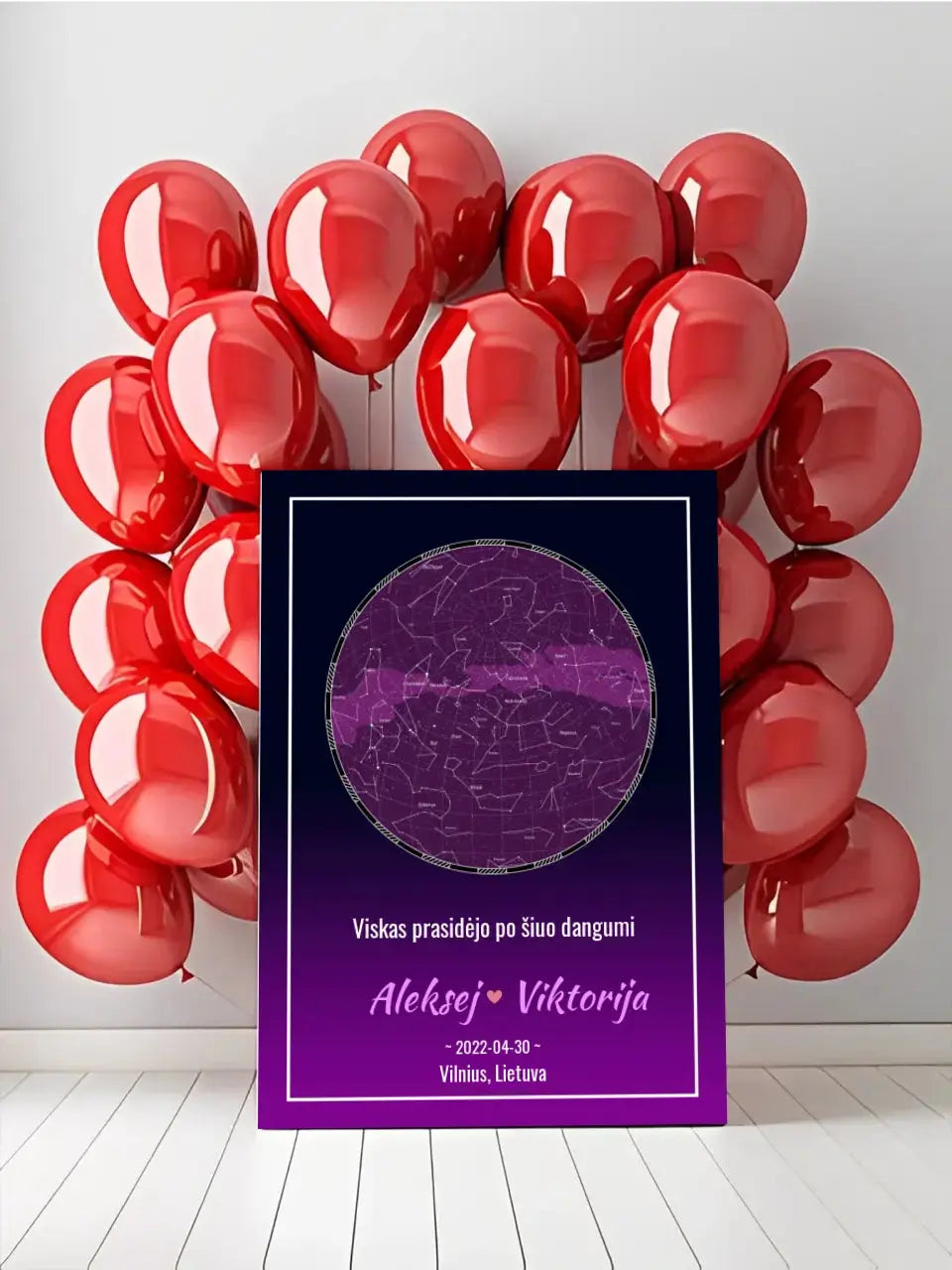 Personalizuotas žvaigždžių žemėlapis ant drobės Drobe - dovanokis.lt