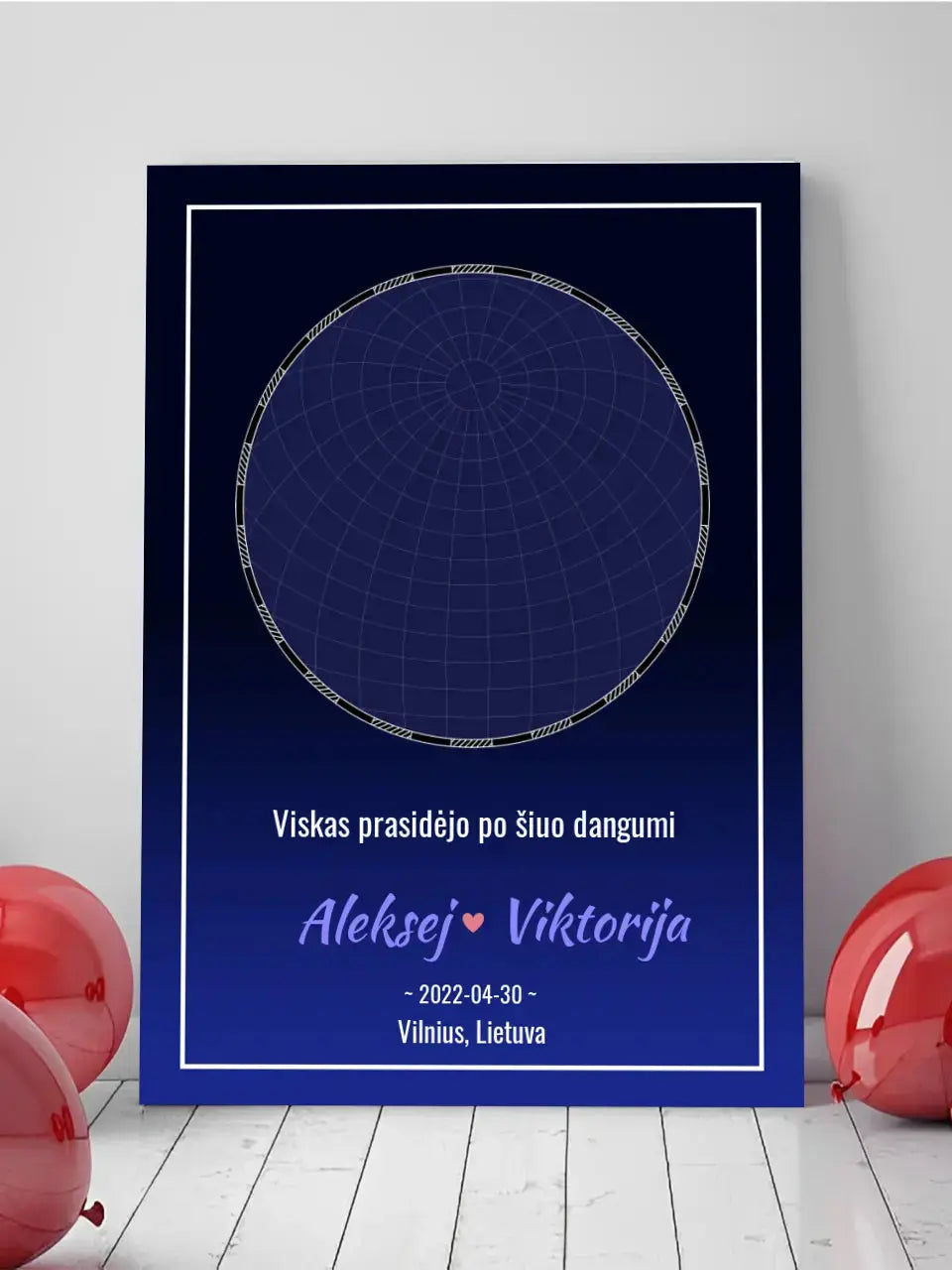 Personalizuotas žvaigždžių žemėlapis ant drobės Drobe - dovanokis.lt