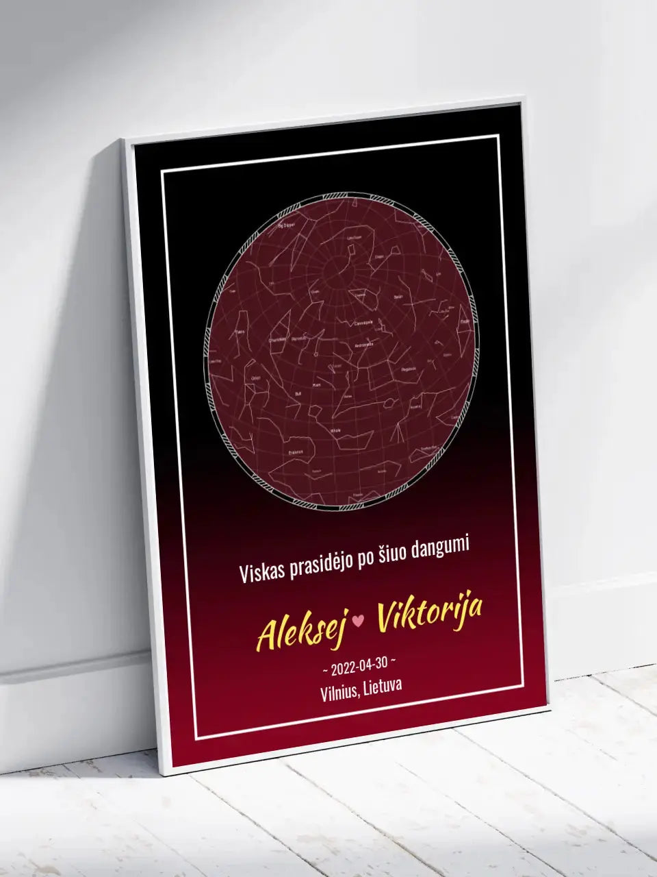 Personalizuotas žvaigždžių žemėlapis, plakatas su rėmeliu Posteris(Plakatas) - dovanokis.lt