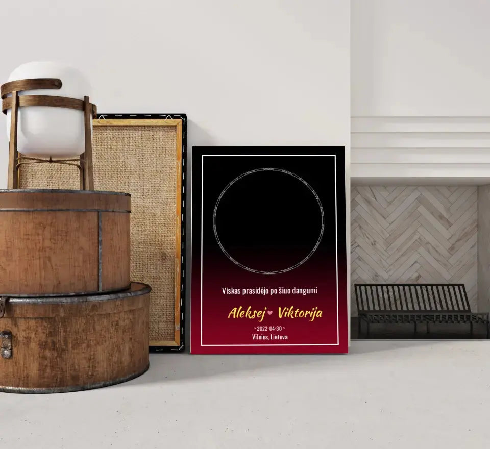 Personalizuotas žvaigždžių žemėlapis ant drobės Drobe - dovanokis.lt