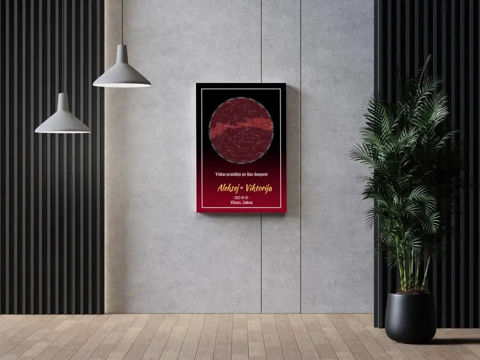 Personalizuotas žvaigždžių žemėlapis ant drobės Drobe - dovanokis.lt