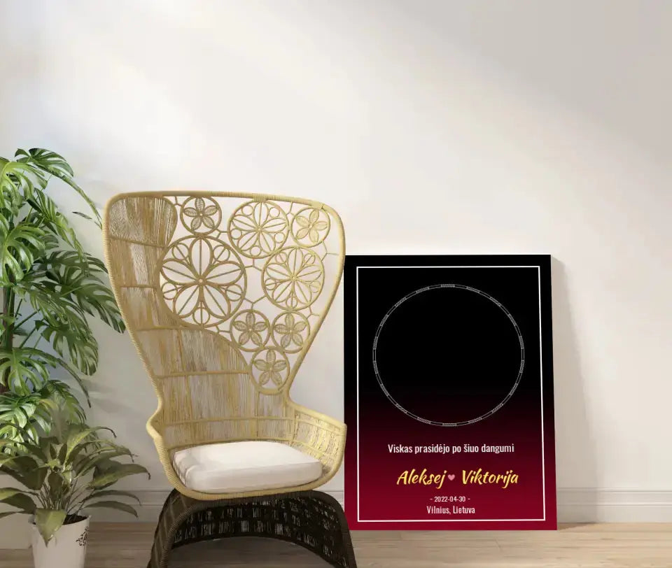 Personalizuotas žvaigždžių žemėlapis ant drobės Drobe - dovanokis.lt