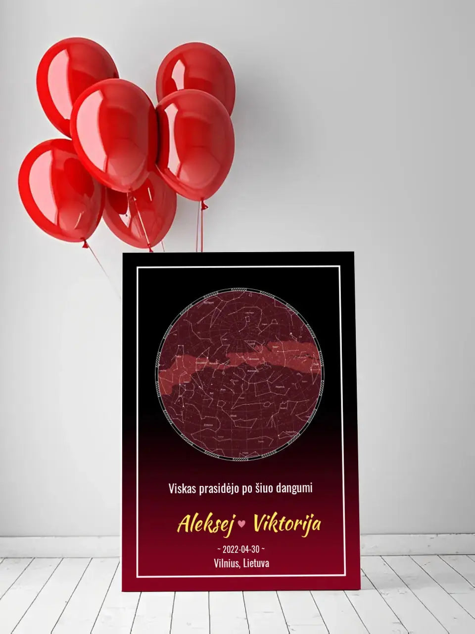 Personalizuotas žvaigždžių žemėlapis ant drobės Drobe - dovanokis.lt