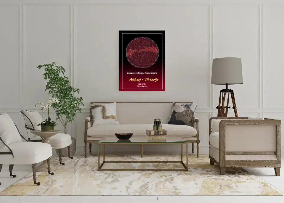 Personalizuotas žvaigždžių žemėlapis ant drobės Drobe - dovanokis.lt