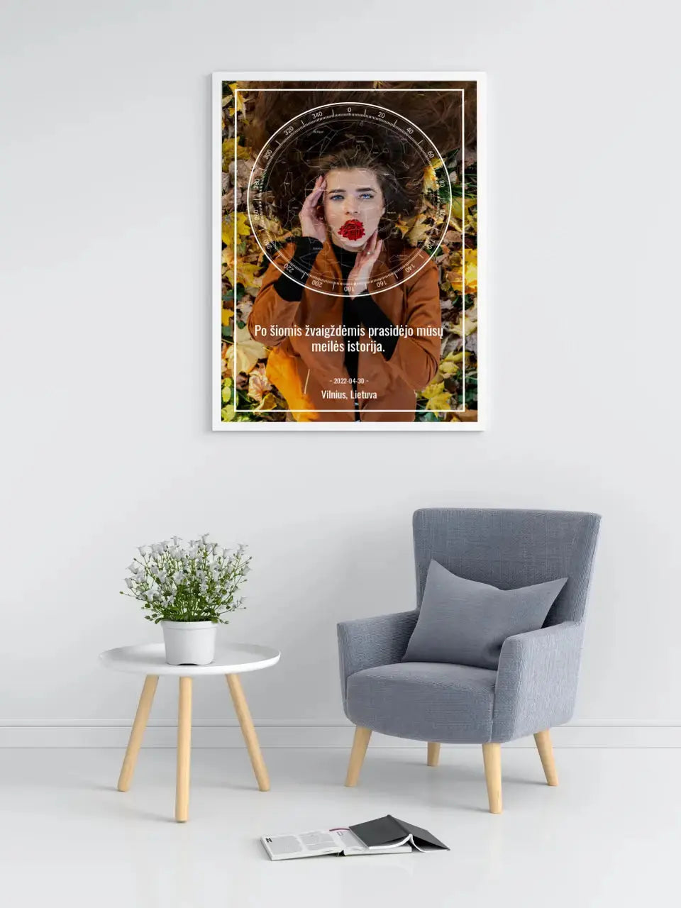 Personalizuotas žvaigždžių žemėlapis, plakatas su rėmeliu Posteris(Plakatas) - dovanokis.lt