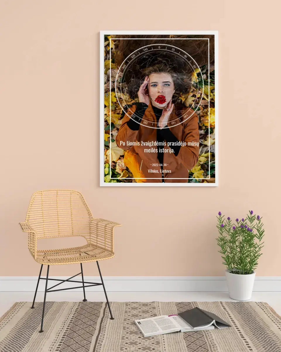 Personalizuotas žvaigždžių žemėlapis, plakatas su rėmeliu Posteris(Plakatas) - dovanokis.lt