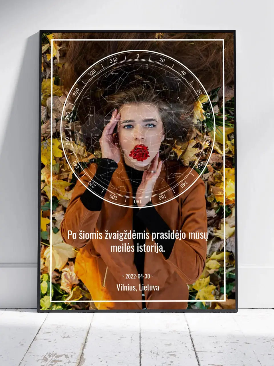 Personalizuotas žvaigždžių žemėlapis, plakatas su rėmeliu Posteris(Plakatas) - dovanokis.lt