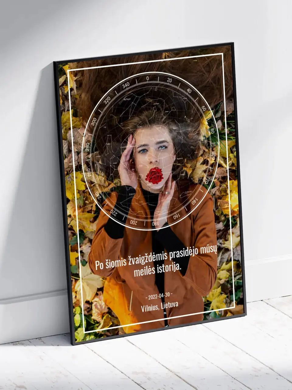 Personalizuotas žvaigždžių žemėlapis, plakatas su rėmeliu Posteris(Plakatas) - dovanokis.lt