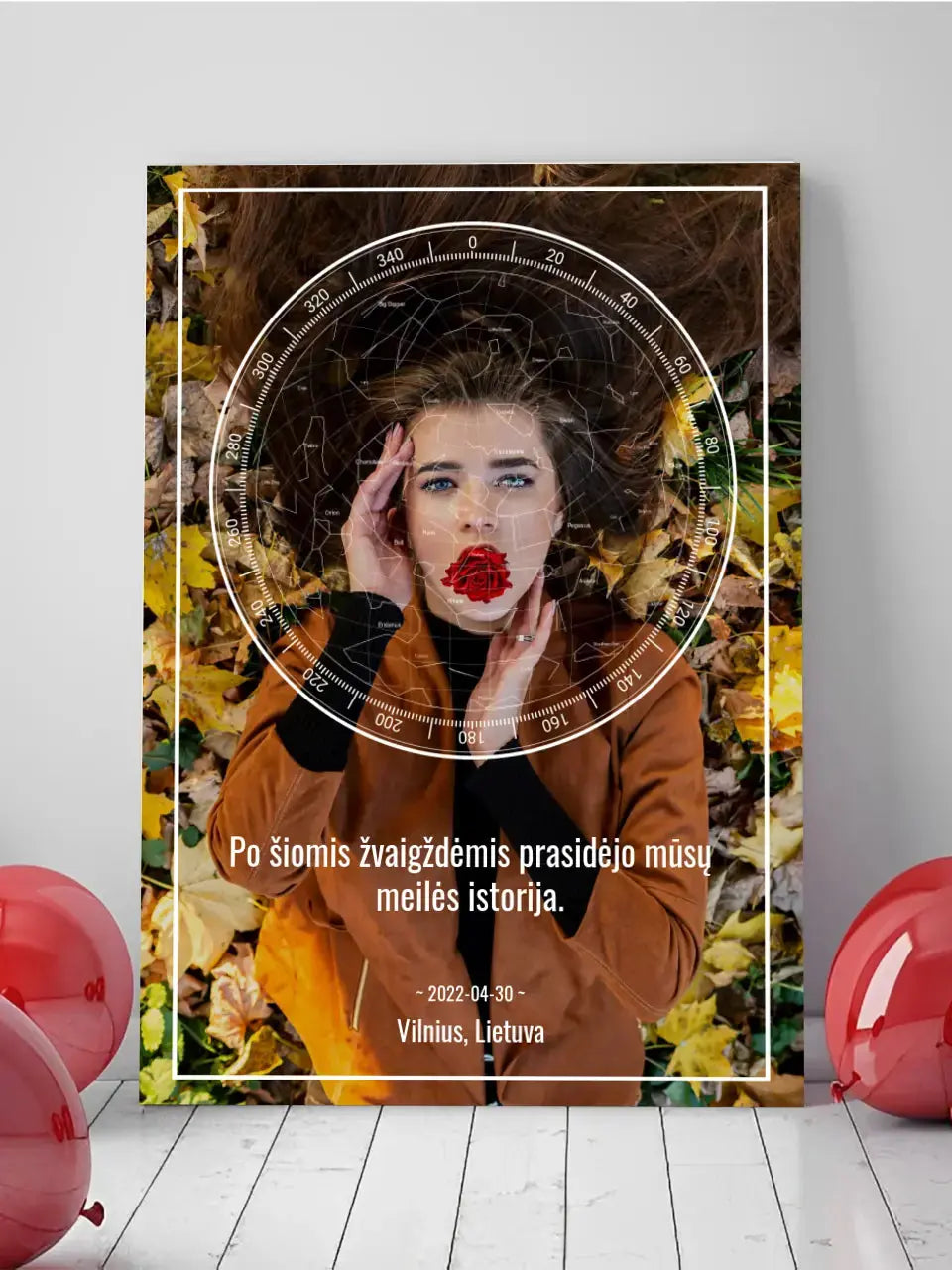 Personalizuotas žvaigždžių žemėlapis ant drobės Drobe - dovanokis.lt