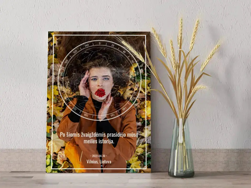 Personalizuotas žvaigždžių žemėlapis ant drobės Drobe - dovanokis.lt