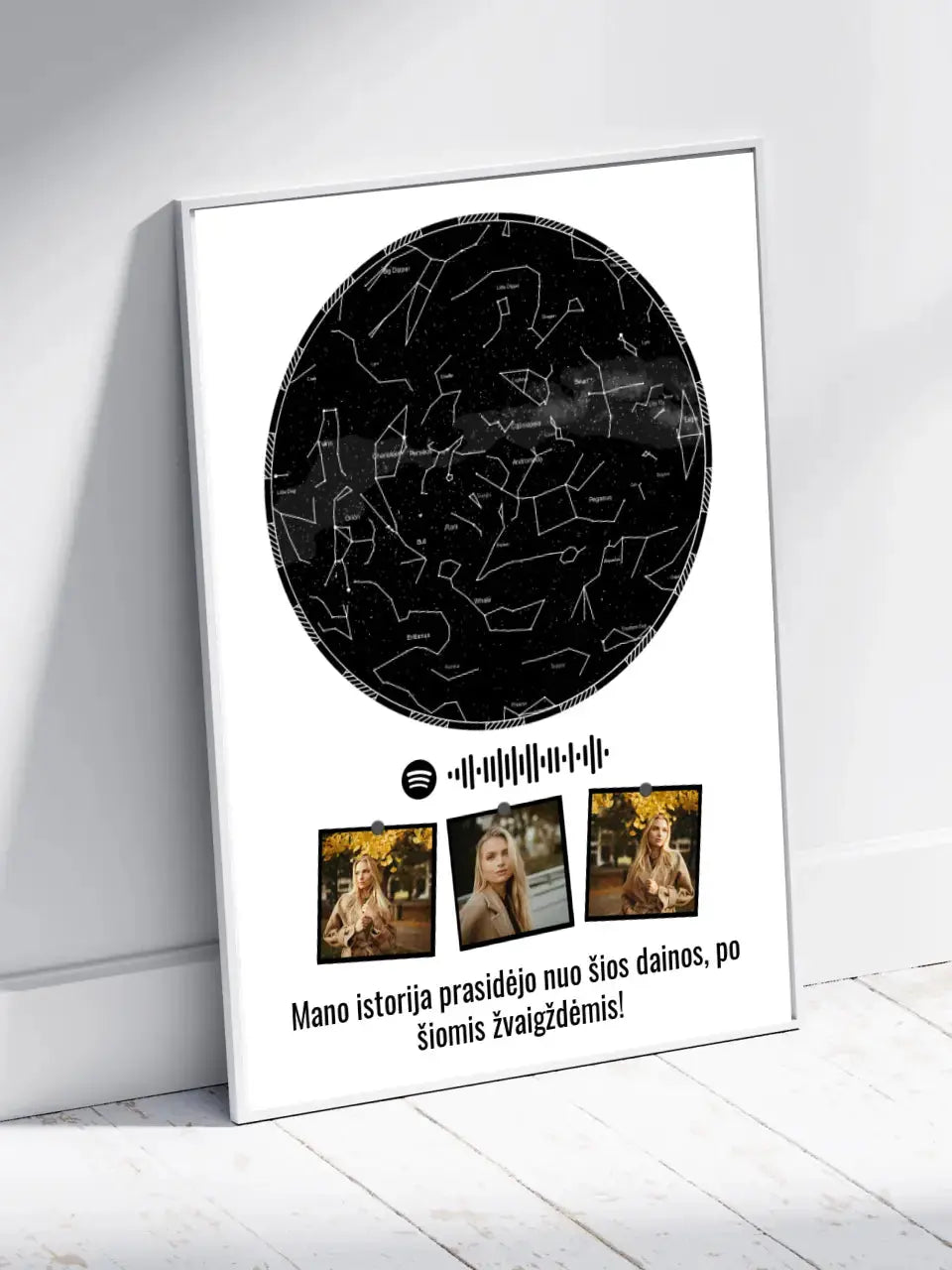 Personalizuotas žvaigždžių žemėlapis, plakatas su rėmeliu Posteris(Plakatas) - dovanokis.lt