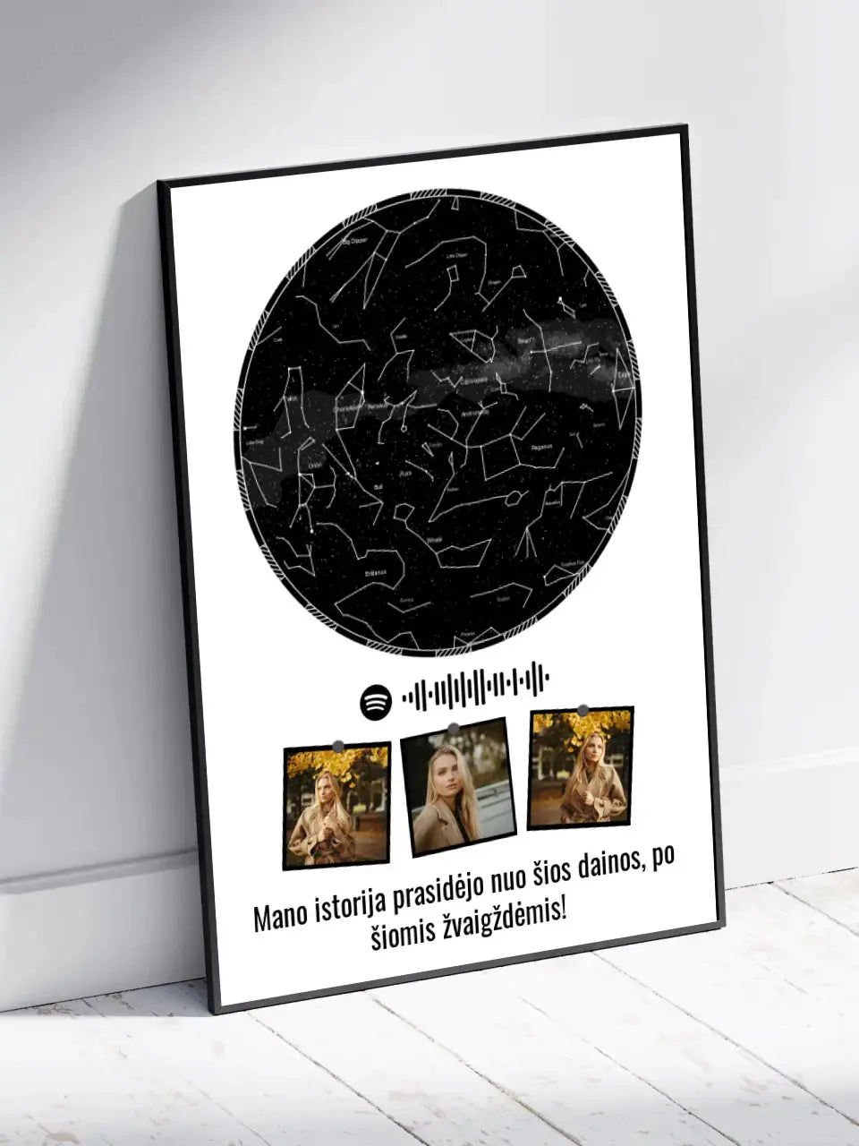 Personalizuotas žvaigždžių žemėlapis, plakatas su rėmeliu Posteris(Plakatas) - dovanokis.lt