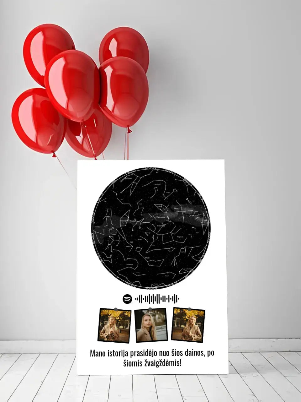 Personalizuotas žvaigždžių žemėlapis ant drobės Drobe - dovanokis.lt