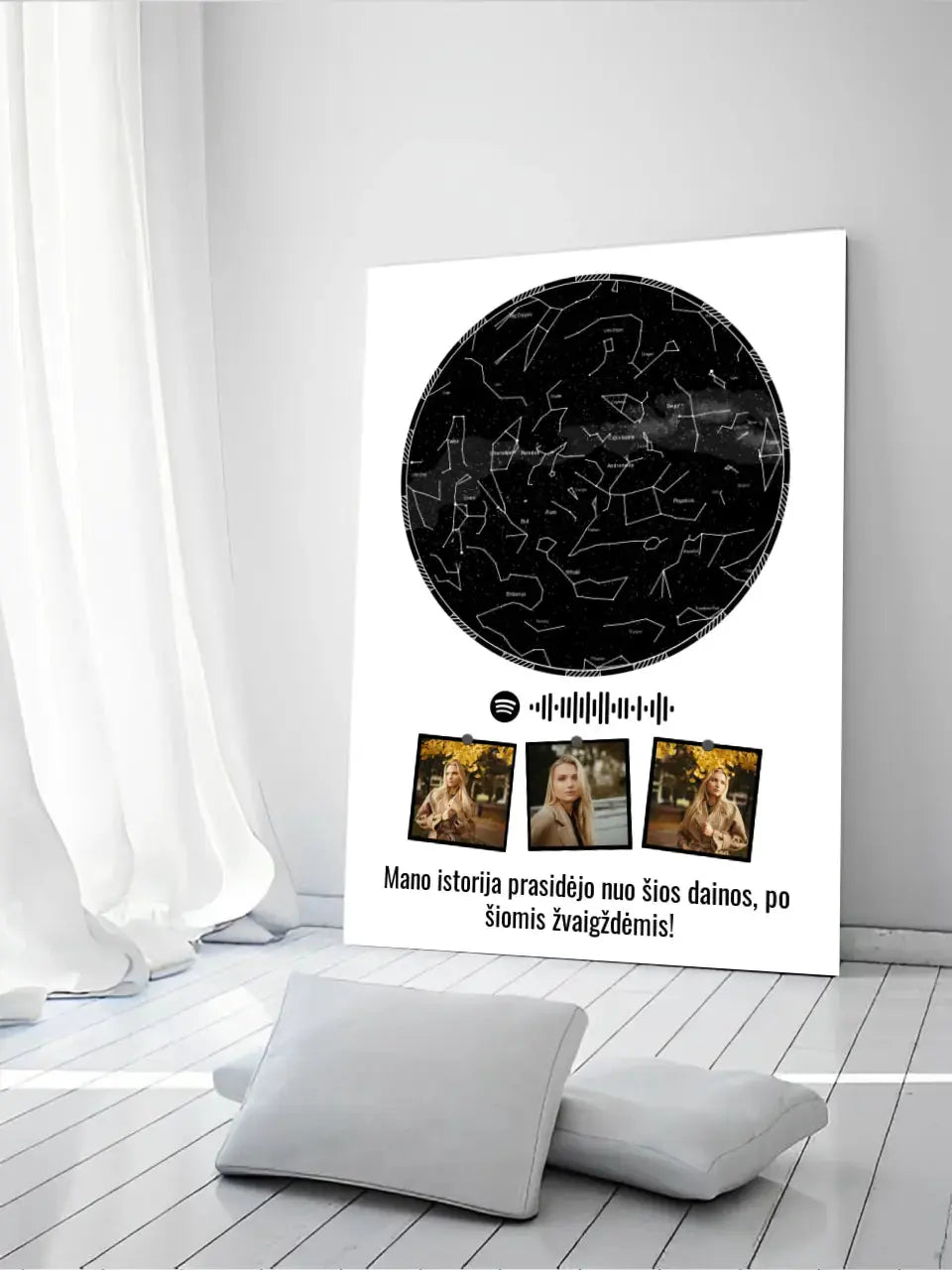 Personalizuotas žvaigždžių žemėlapis ant drobės Drobe - dovanokis.lt