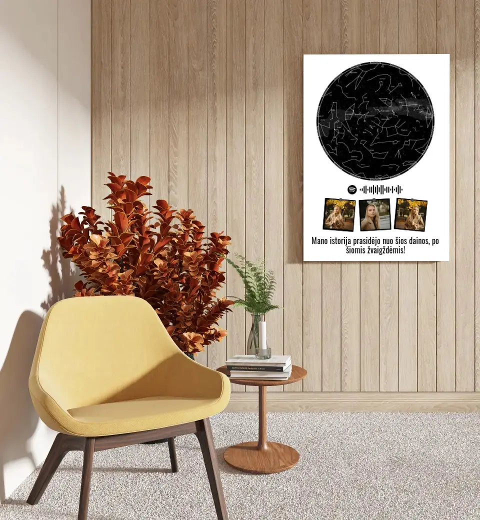 Personalizuotas žvaigždžių žemėlapis ant drobės Drobe - dovanokis.lt