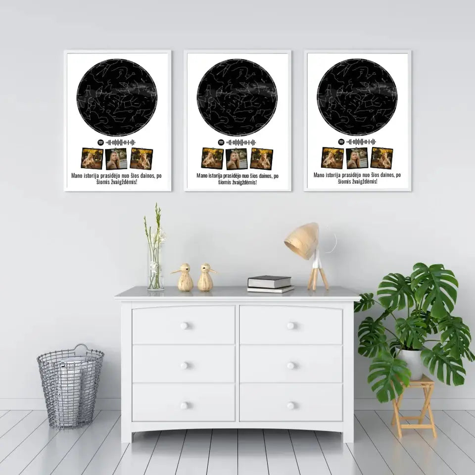 Personalizuotas žvaigždžių žemėlapis, plakatas su rėmeliu Posteris(Plakatas) - dovanokis.lt