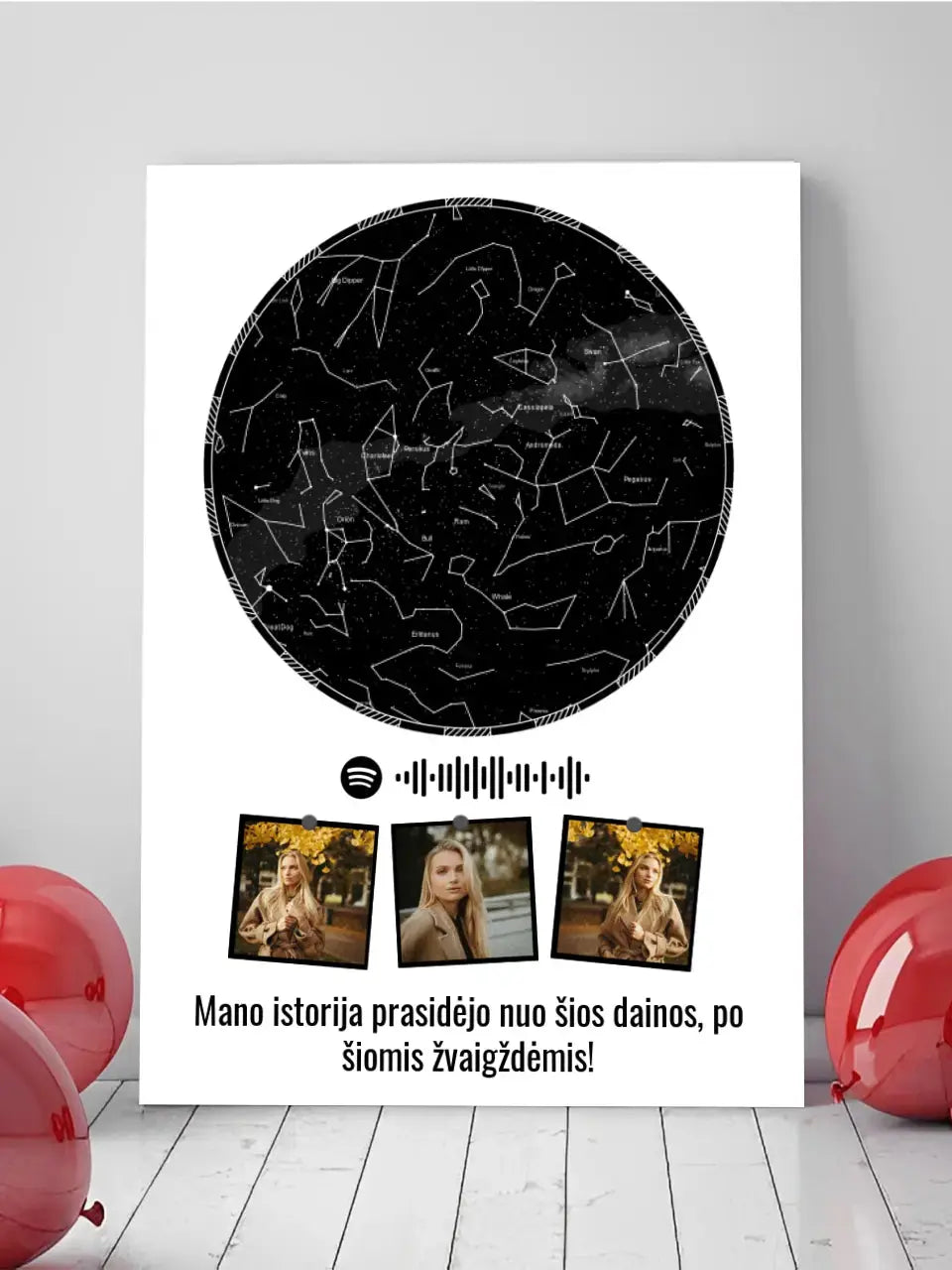 Personalizuotas žvaigždžių žemėlapis ant drobės Drobe - dovanokis.lt