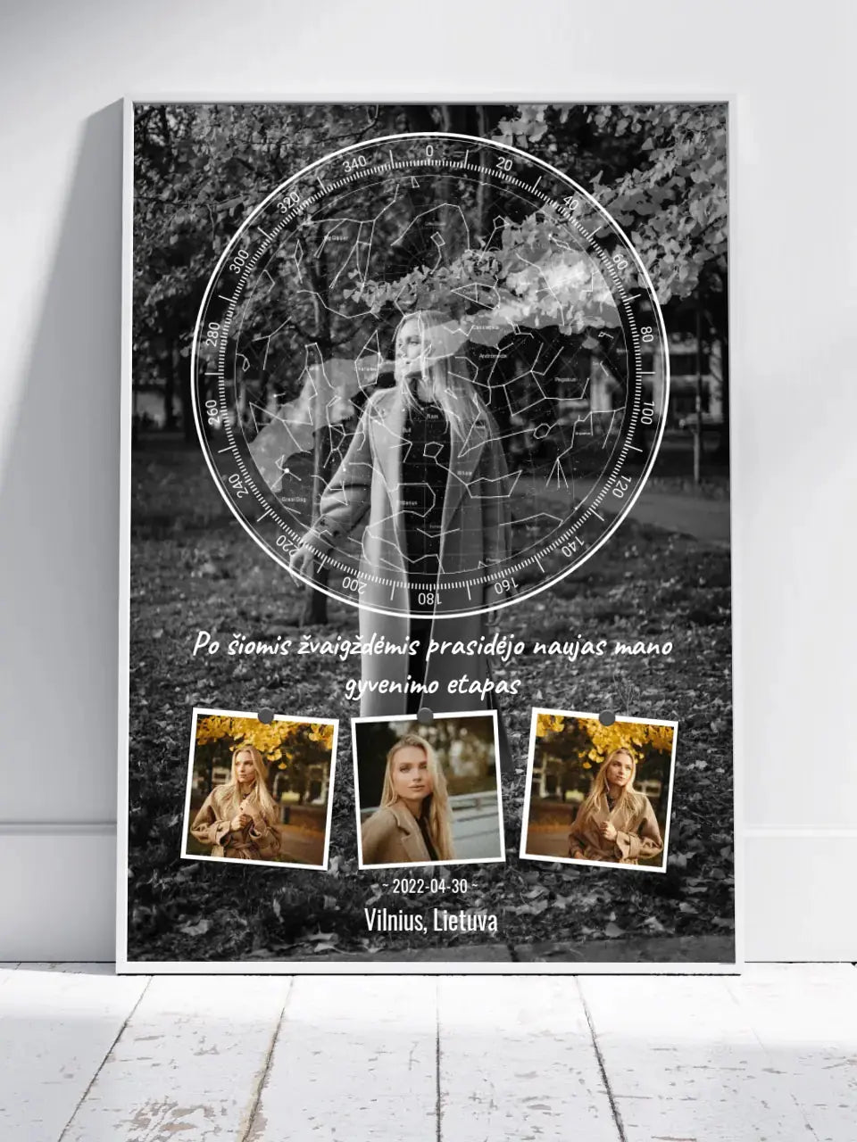 Personalizuotas žvaigždžių žemėlapis, plakatas su rėmeliu Posteris(Plakatas) - dovanokis.lt