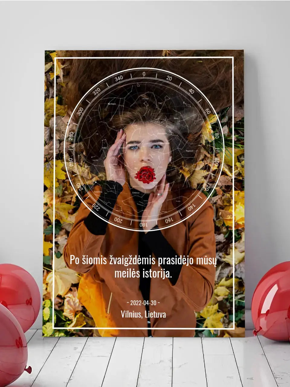 Personalizuotas žvaigždžių žemėlapis ant drobės Drobe - dovanokis.lt