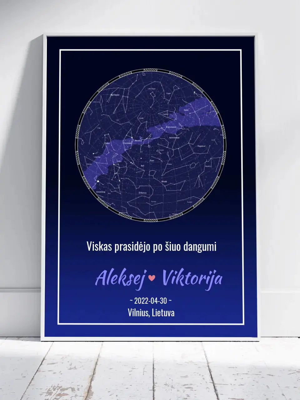 Personalizuotas žvaigždžių žemėlapis, plakatas su rėmeliu Posteris(Plakatas) - dovanokis.lt