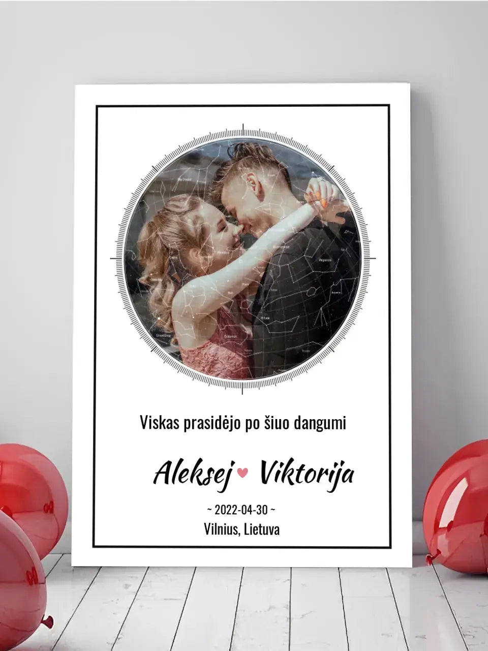 Personalizuotas žvaigždžių žemėlapis ant drobės Drobe - dovanokis.lt