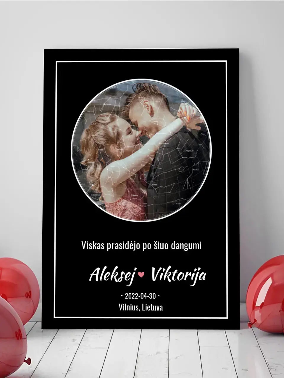 Personalizuotas žvaigždžių žemėlapis ant drobės Drobe - dovanokis.lt