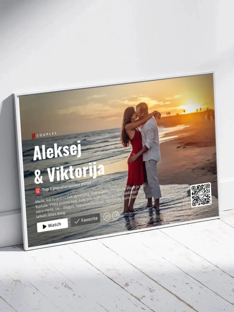 Personalizuotas "Netflix" dizaino įrėmintas plakatas su jūsų nuotrauka ir vardais Customizer - dovanokis.lt