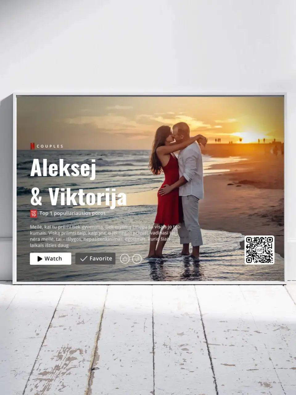 Personalizuotas "Netflix" dizaino įrėmintas plakatas su jūsų nuotrauka ir vardais Customizer - dovanokis.lt