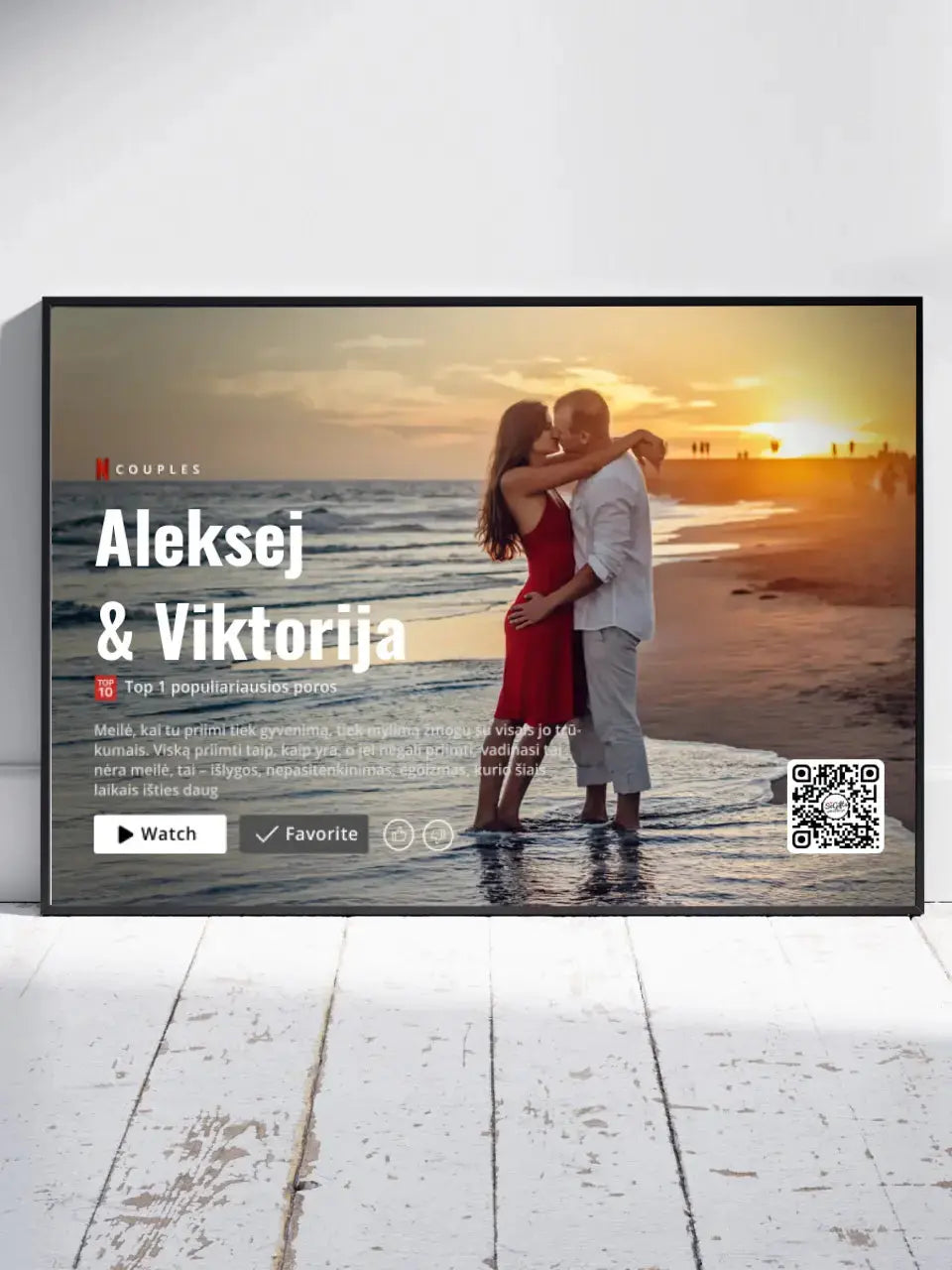 Personalizuotas "Netflix" dizaino įrėmintas plakatas su jūsų nuotrauka ir vardais Customizer - dovanokis.lt
