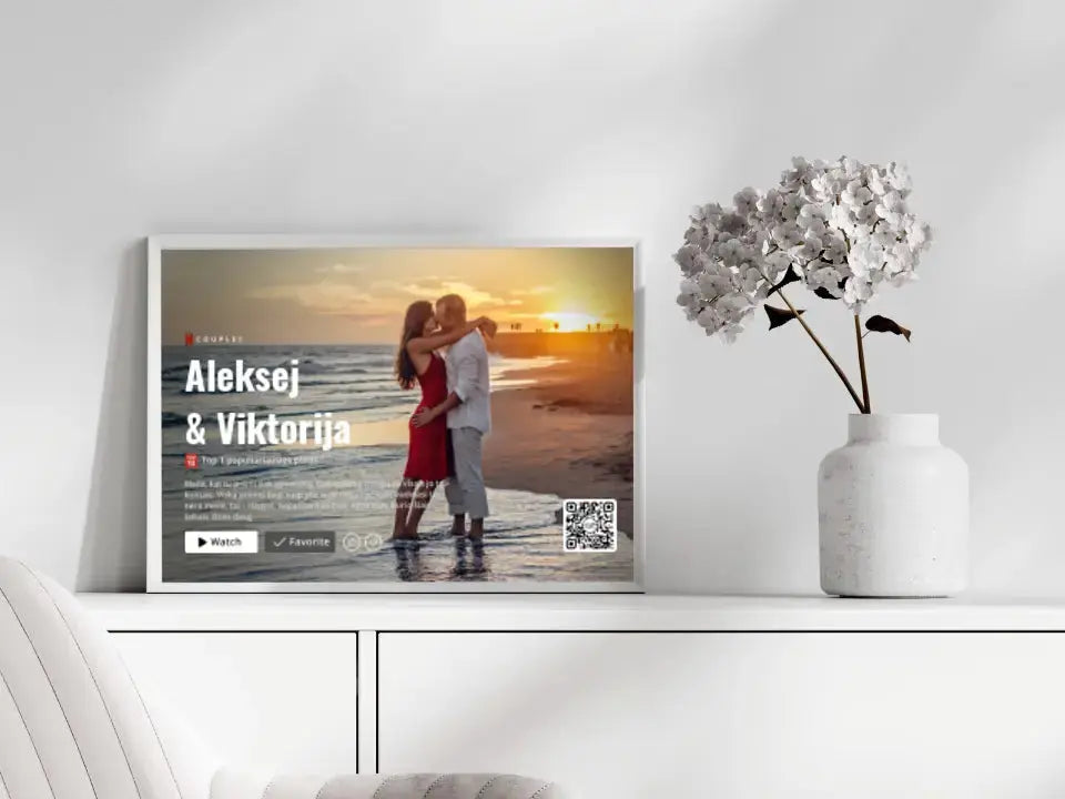 Personalizuotas "Netflix" dizaino įrėmintas plakatas su jūsų nuotrauka ir vardais Customizer - dovanokis.lt
