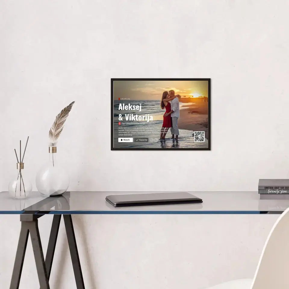 Personalizuotas "Netflix" dizaino įrėmintas plakatas su jūsų nuotrauka ir vardais Customizer - dovanokis.lt