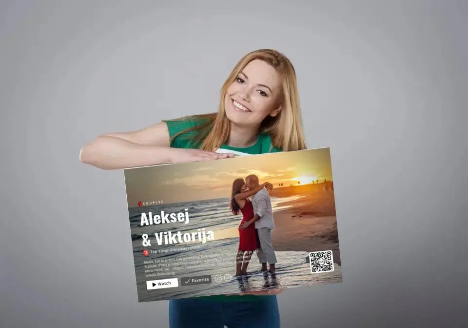 Personalizuotas "Netflix" dizaino kūrinys ant drobės su jūsų nuotraukomis ir vardais Drobe - dovanokis.lt