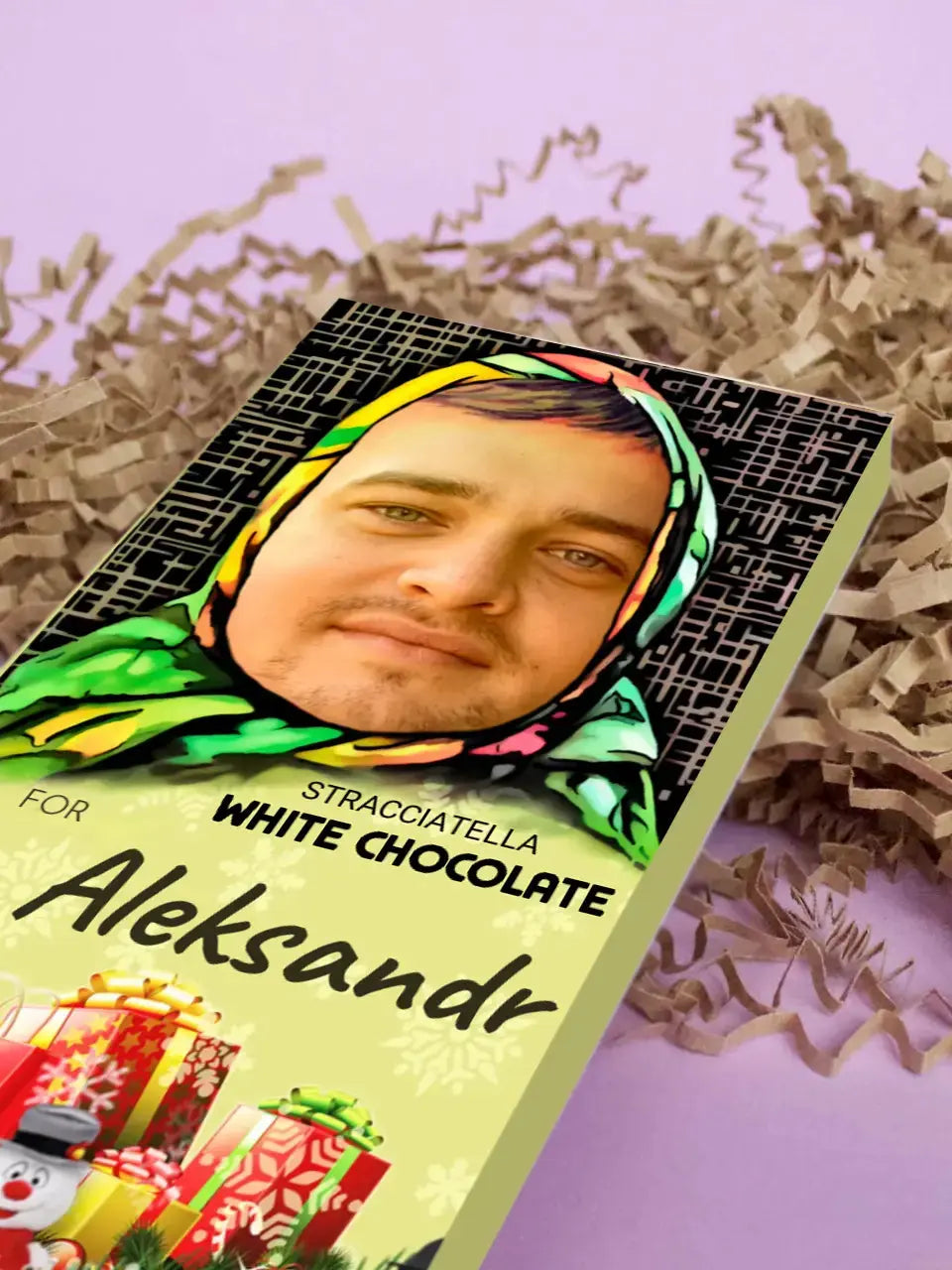 Personalizuotas "Alionka" šokoladas su jūsų nuotrauka kalėdinis variantas TeeInBlue